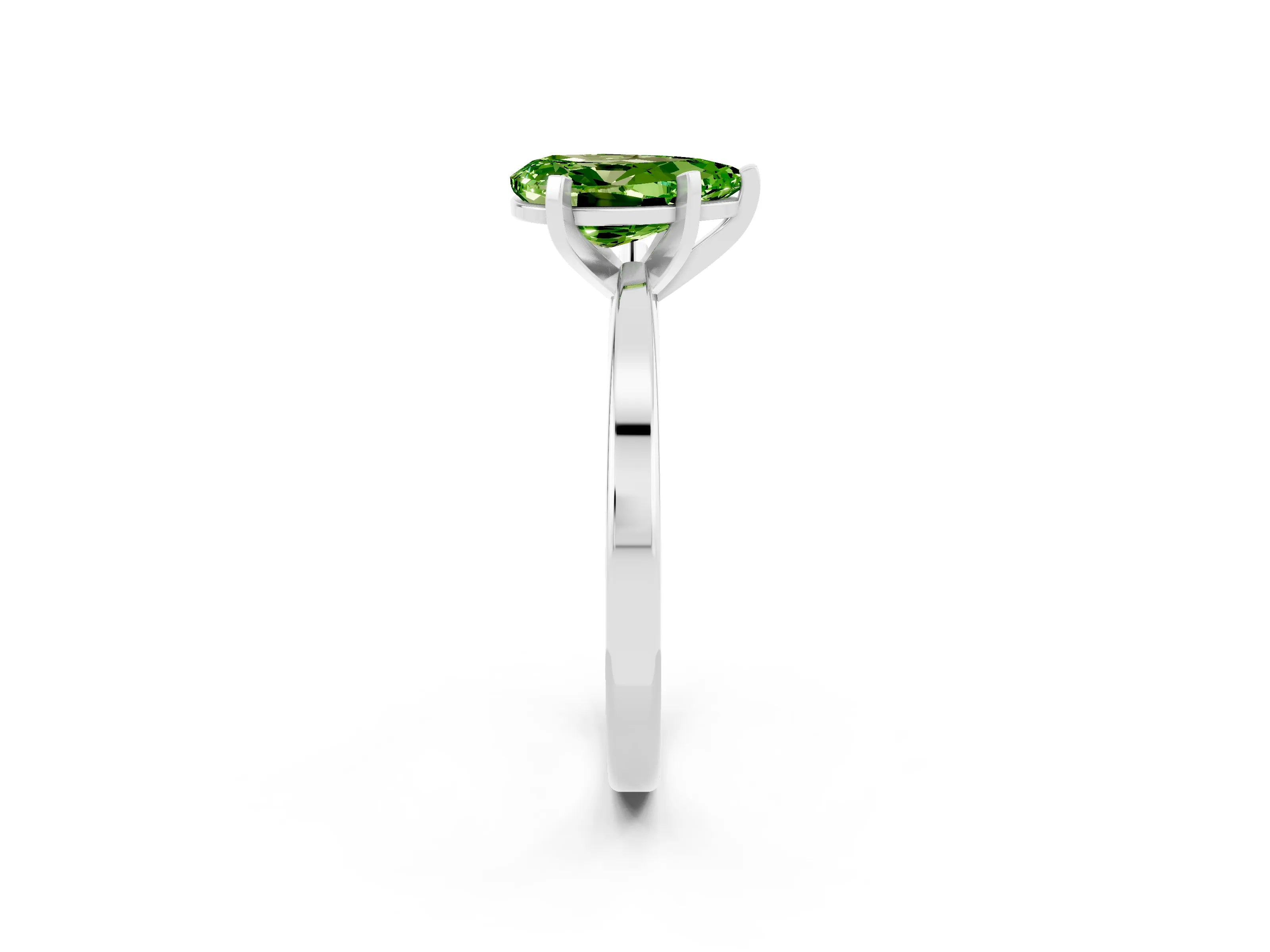 White gold Pear Cut Peridot Solitaire Engagement Ring with Classic Band and Four-Prong Setting_26