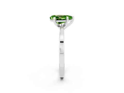 White gold Pear Cut Peridot Solitaire Engagement Ring with Classic Band and Four-Prong Setting_26
