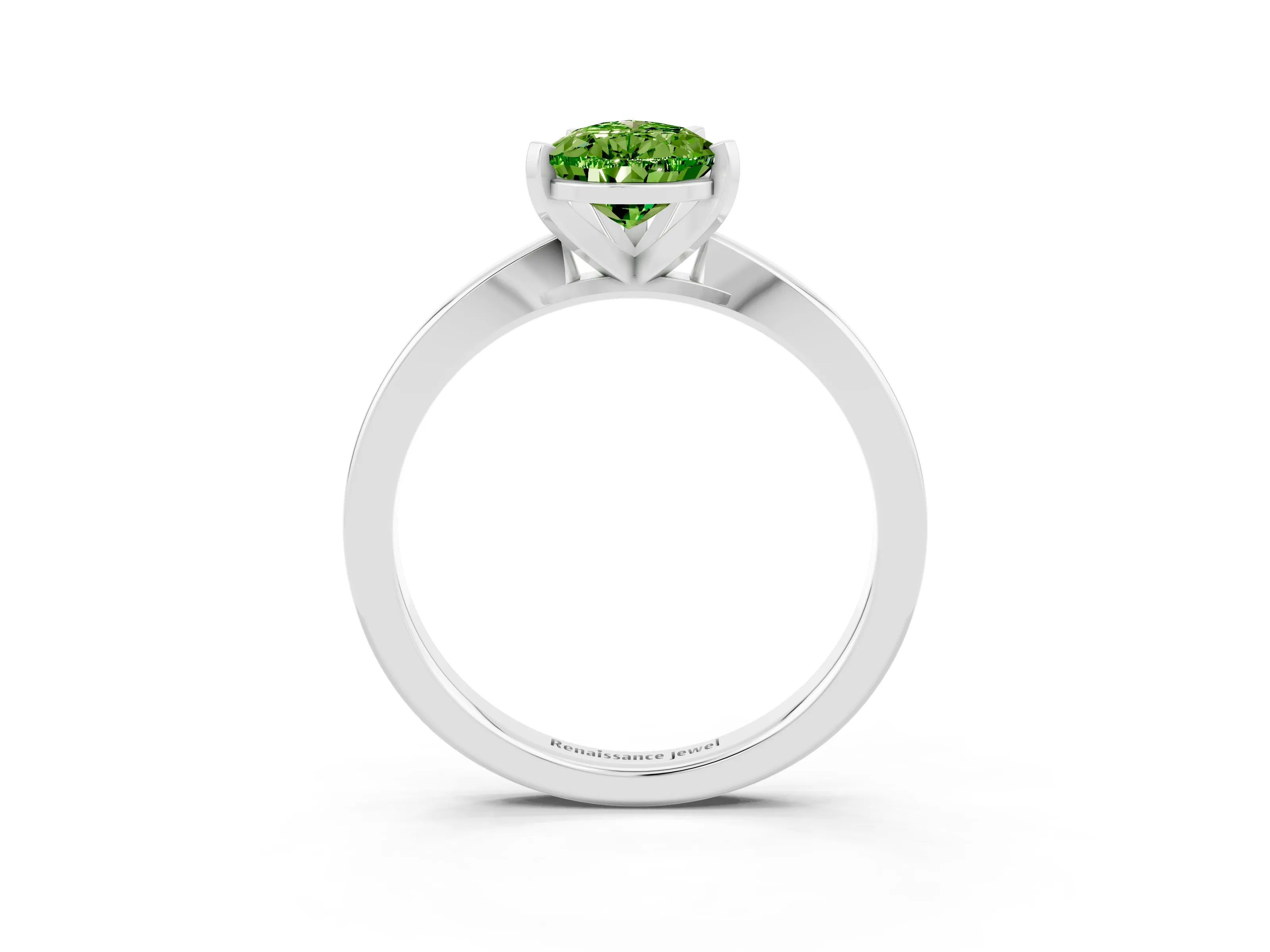 White gold Pear Cut Peridot Solitaire Engagement Ring with Classic Band and Four-Prong Setting_27