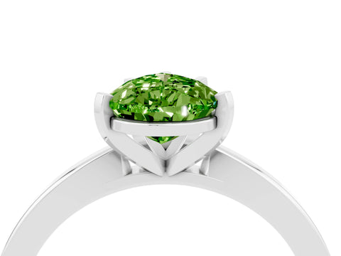 White gold Pear Cut Peridot Solitaire Engagement Ring with Classic Band and Four-Prong Setting_28
