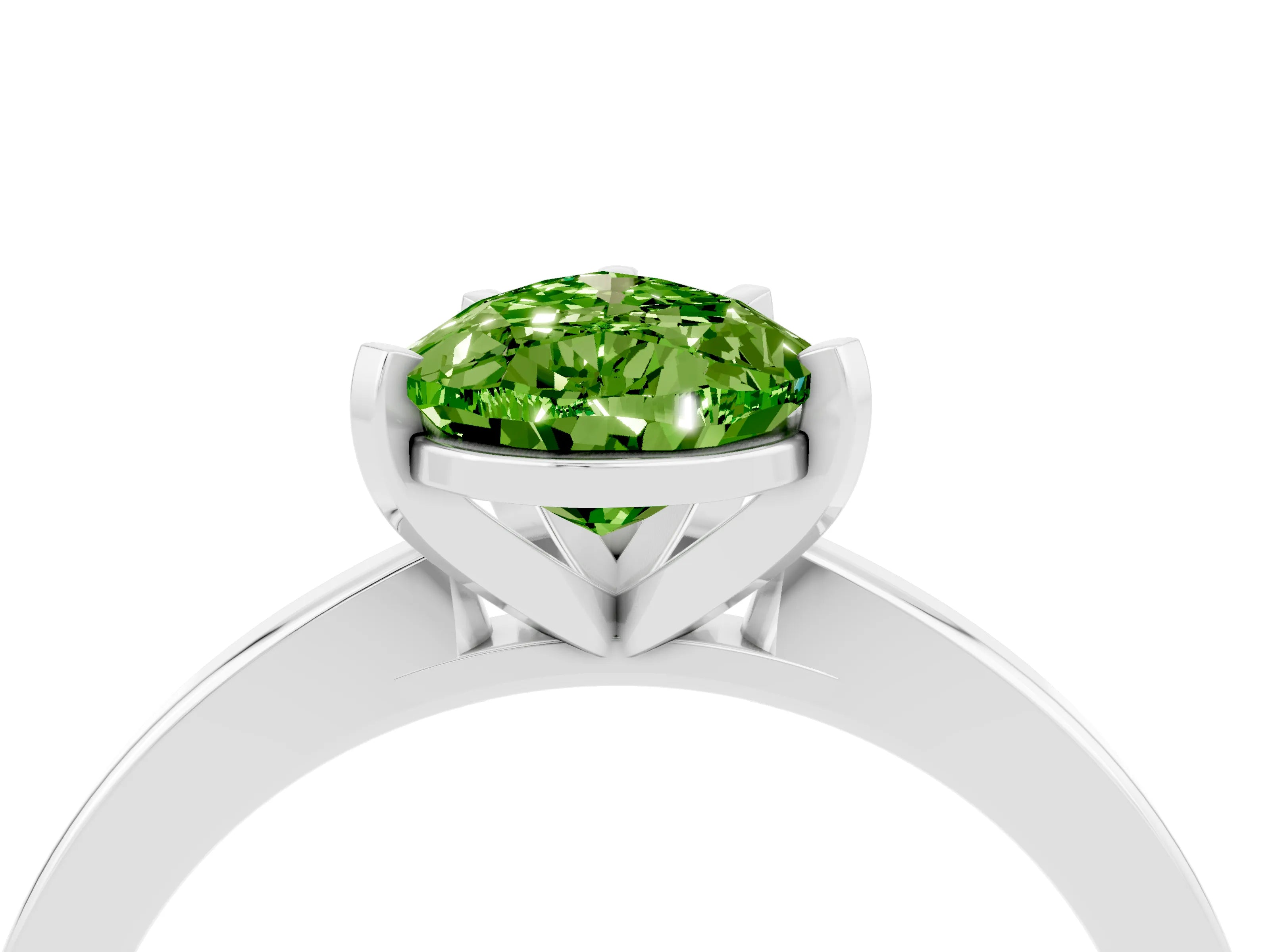 White gold Pear Cut Peridot Solitaire Engagement Ring with Classic Band and Four-Prong Setting_28