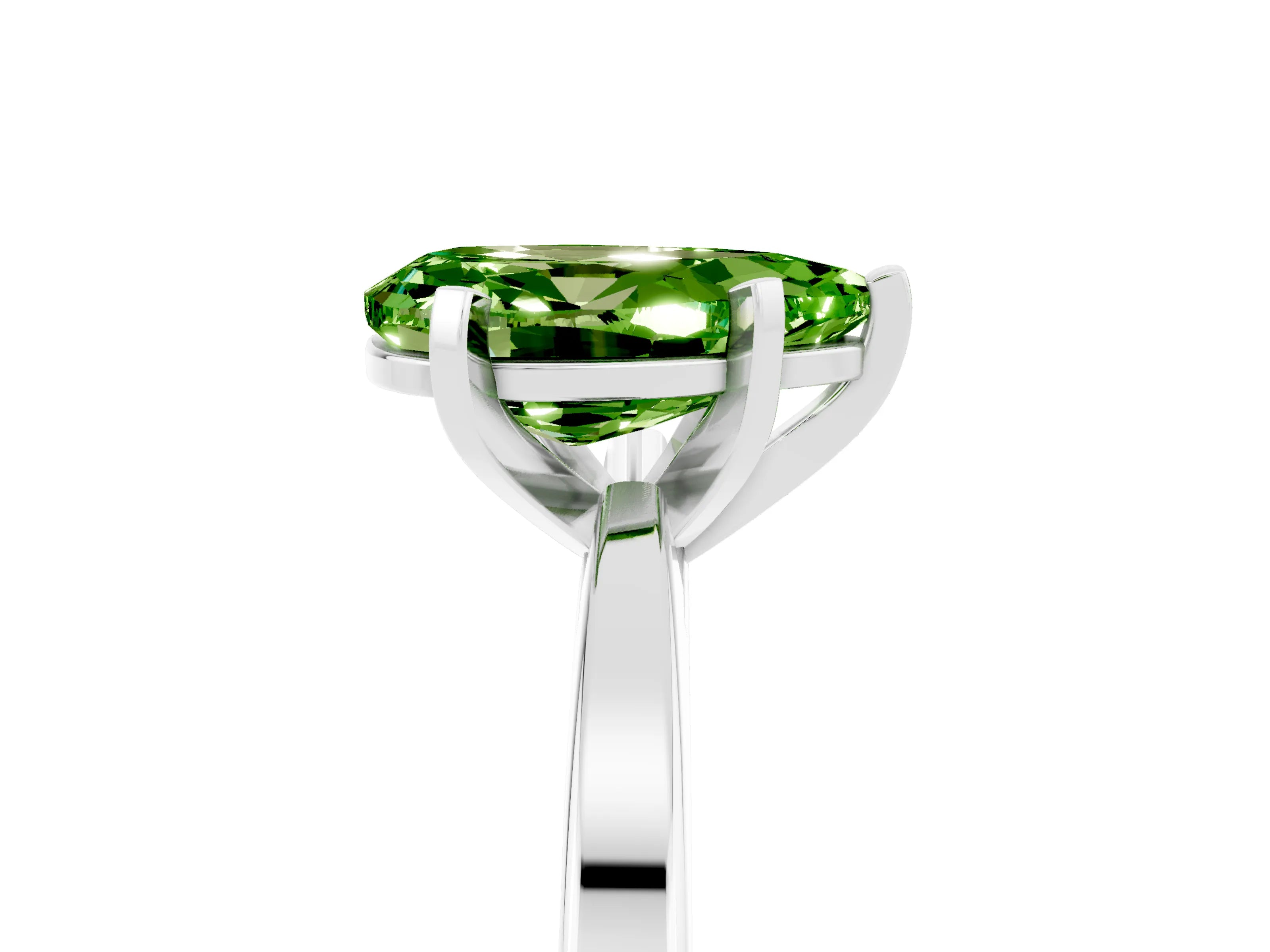 White gold Pear Cut Peridot Solitaire Engagement Ring with Classic Band and Four-Prong Setting_29