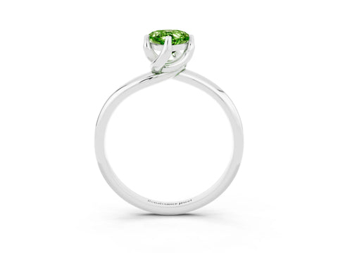 White gold Pear Cut Peridot Solitaire Engagement Ring with Four-Prong Setting and Classic Band_15