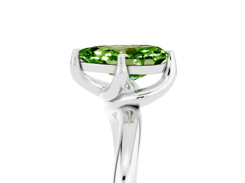 White gold Pear Cut Peridot Solitaire Engagement Ring with Four-Prong Setting and Classic Band_17