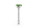 White gold Pear Cut Peridot Solitaire Engagement Ring with Pavé Band and Four-Prong Setting_2