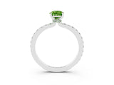 White gold Pear Cut Peridot Solitaire Engagement Ring with Pavé Band and Four-Prong Setting_3