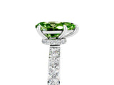 White gold Pear Cut Peridot Solitaire Engagement Ring with Pavé Band and Four-Prong Setting_5