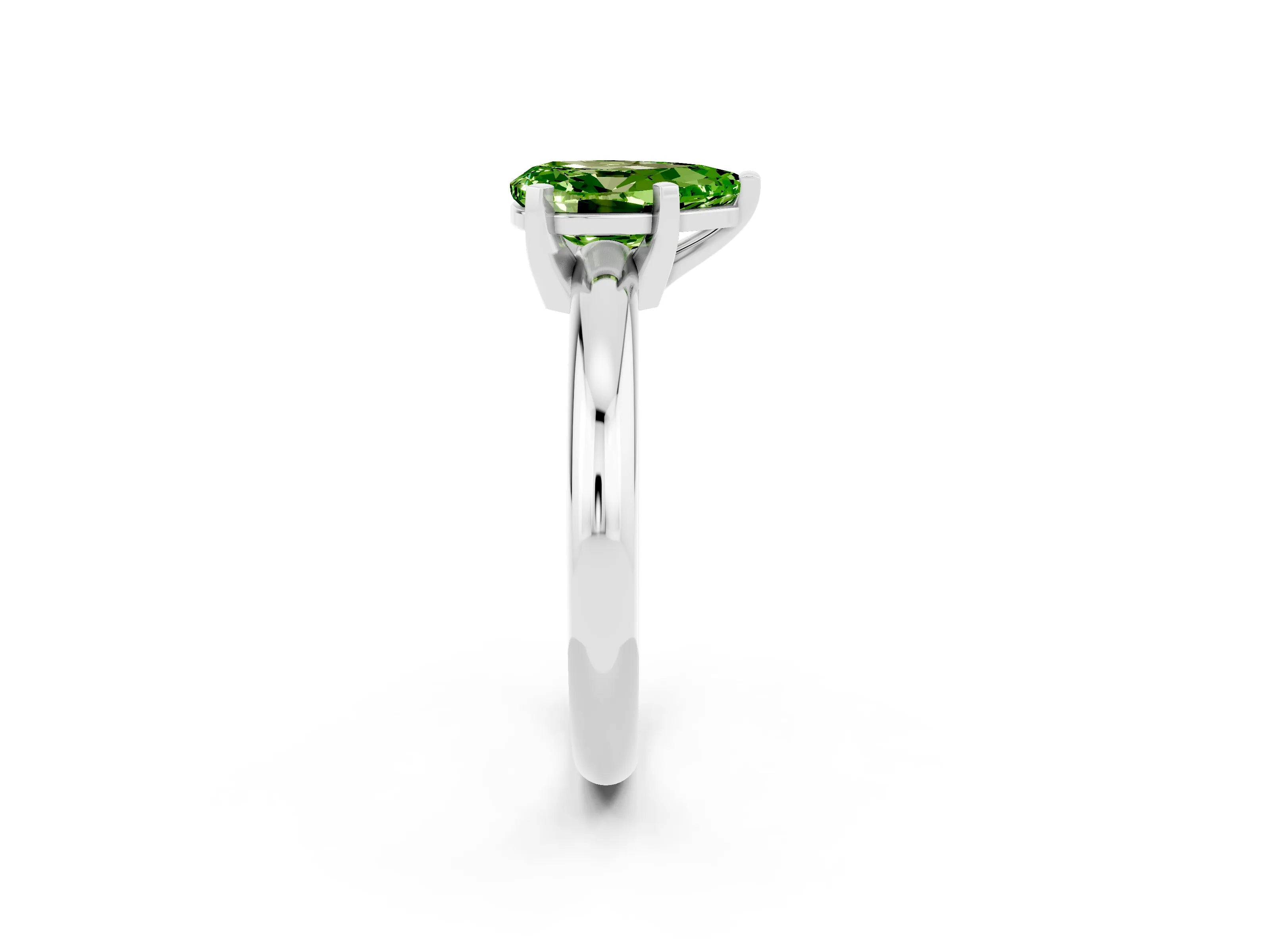 White gold Pear Cut Peridot Solitaire Engagement Ring with Round Band and Four-Prong Setting_26