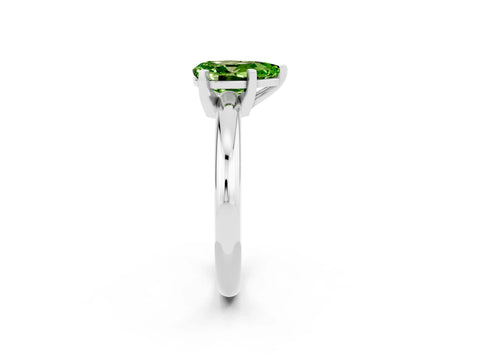 White gold Pear Cut Peridot Solitaire Engagement Ring with Round Band and Four-Prong Setting_26