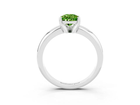 White gold Pear Cut Peridot Solitaire Engagement Ring with Round Band and Four-Prong Setting_27