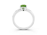 White gold Pear Cut Peridot Solitaire Engagement Ring with Round Band and Four-Prong Setting_27