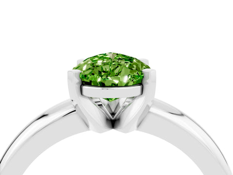 White gold Pear Cut Peridot Solitaire Engagement Ring with Round Band and Four-Prong Setting_28