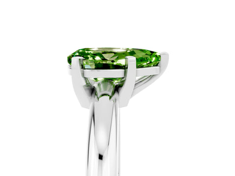 White gold Pear Cut Peridot Solitaire Engagement Ring with Round Band and Four-Prong Setting_29