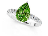 White gold Pear Cut Peridot Solitaire Pavé Band with Four-Prong Setting_1
