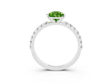 White gold Pear Cut Peridot Solitaire Pavé Band with Four-Prong Setting_3