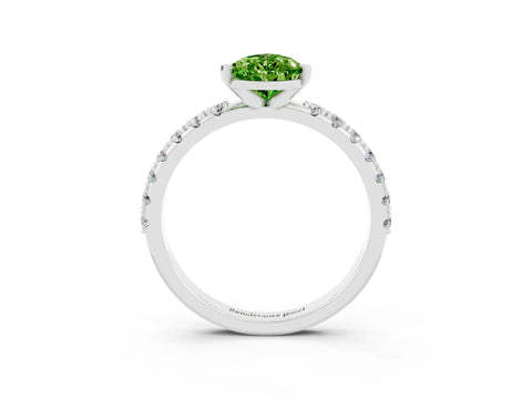 White gold Pear Cut Peridot Solitaire Pavé Band with Four-Prong Setting_3