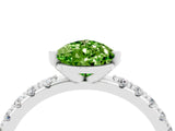 White gold Pear Cut Peridot Solitaire Pavé Band with Four-Prong Setting_4