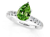 White gold Pear Cut Peridot Solitaire Pavé Engagement Ring with Round Band and Prong Setting_13