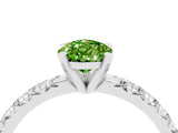 White gold Pear Cut Peridot Solitaire Pavé Engagement Ring with Round Band and Prong Setting_16
