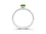 White gold Pear Cut Peridot Solitaire Pavé Engagement Ring with Round Band and Prong Setting_16