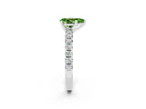 White gold Pear Cut Peridot Solitaire Pavé Engagement Ring with Round Band and Prong Setting_80