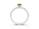 White gold Pear Cut Peridot Solitaire Pavé Engagement Ring with Round Band and Prong Setting_82
