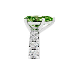 White gold Pear Cut Peridot Solitaire Pavé Engagement Ring with Round Band and Prong Setting_83