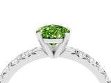 White gold Pear Cut Peridot Solitaire Pavé Engagement Ring with Round Band and Prong Setting_83