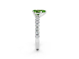 White gold Pear Cut Peridot Solitaire Pavé Engagement Ring with Round Band and Prong Setting_93