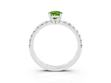 White gold Pear Cut Peridot Solitaire Pavé Engagement Ring with Round Band and Prong Setting_94