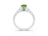 White gold Pear Cut Peridot Solitaire Ring with Cathedral Setting and Pavé Band_3