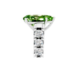 White gold Pear Cut Peridot Solitaire Ring with Cathedral Setting and Pavé Band_5
