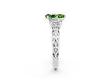 White gold Pear Cut Peridot Solitaire Ring with Filigree Band and Four-Prong Setting_26