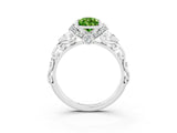 White gold Pear Cut Peridot Solitaire Ring with Filigree Band and Four-Prong Setting_27