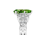White gold Pear Cut Peridot Solitaire Ring with Filigree Band and Four-Prong Setting_29