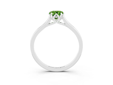 White gold Pear Cut Peridot Solitaire Ring with Flower Prong Setting and Classic Band_15