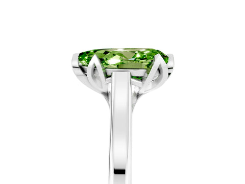 White gold Pear Cut Peridot Solitaire Ring with Flower Prong Setting and Classic Band_17