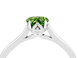 White gold Pear Cut Peridot Solitaire Ring with Flower Prong Setting and Classic Band_52