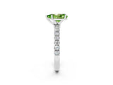 White gold Pear Cut Peridot Solitaire Ring with Pavé Accents and Four-Prong Setting_2