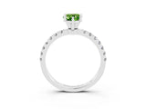 White gold Pear Cut Peridot Solitaire Ring with Pavé Accents and Four-Prong Setting_3