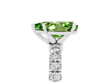 White gold Pear Cut Peridot Solitaire Ring with Pavé Accents and Four-Prong Setting_5
