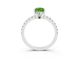 White gold Pear Cut Peridot Solitaire Ring with Pavé Band and Four-Prong Setting_27