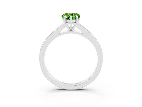 White gold Pear Cut Peridot Solitaire Ring with Pavé Band and Prong Setting_3