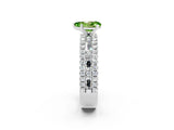 White gold Pear Cut Peridot Solitaire Ring with Pavé and Channel Set Band_2