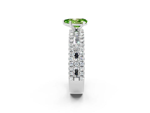 White gold Pear Cut Peridot Solitaire Ring with Pavé and Channel Set Band_2