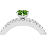 White gold Pear Cut Peridot Solitaire Ring with Pavé and Channel Set Band_4