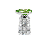 White gold Pear Cut Peridot Solitaire Ring with Pavé and Channel Set Band_5