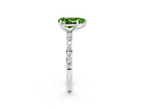White gold Pear Cut Peridot Solitaire Ring with Pave Band and Four Prong Setting_26