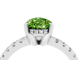 White gold Pear Cut Peridot Solitaire Ring with Round  Pavé Band and Four-Prong Setting_64