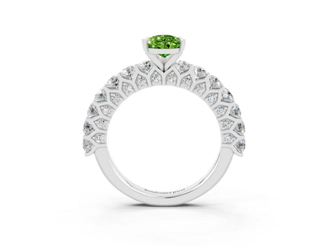 White gold Pear Cut Peridot Solitaire Ring with Shared Prong Pavé Band and Four-Prong Setting_3